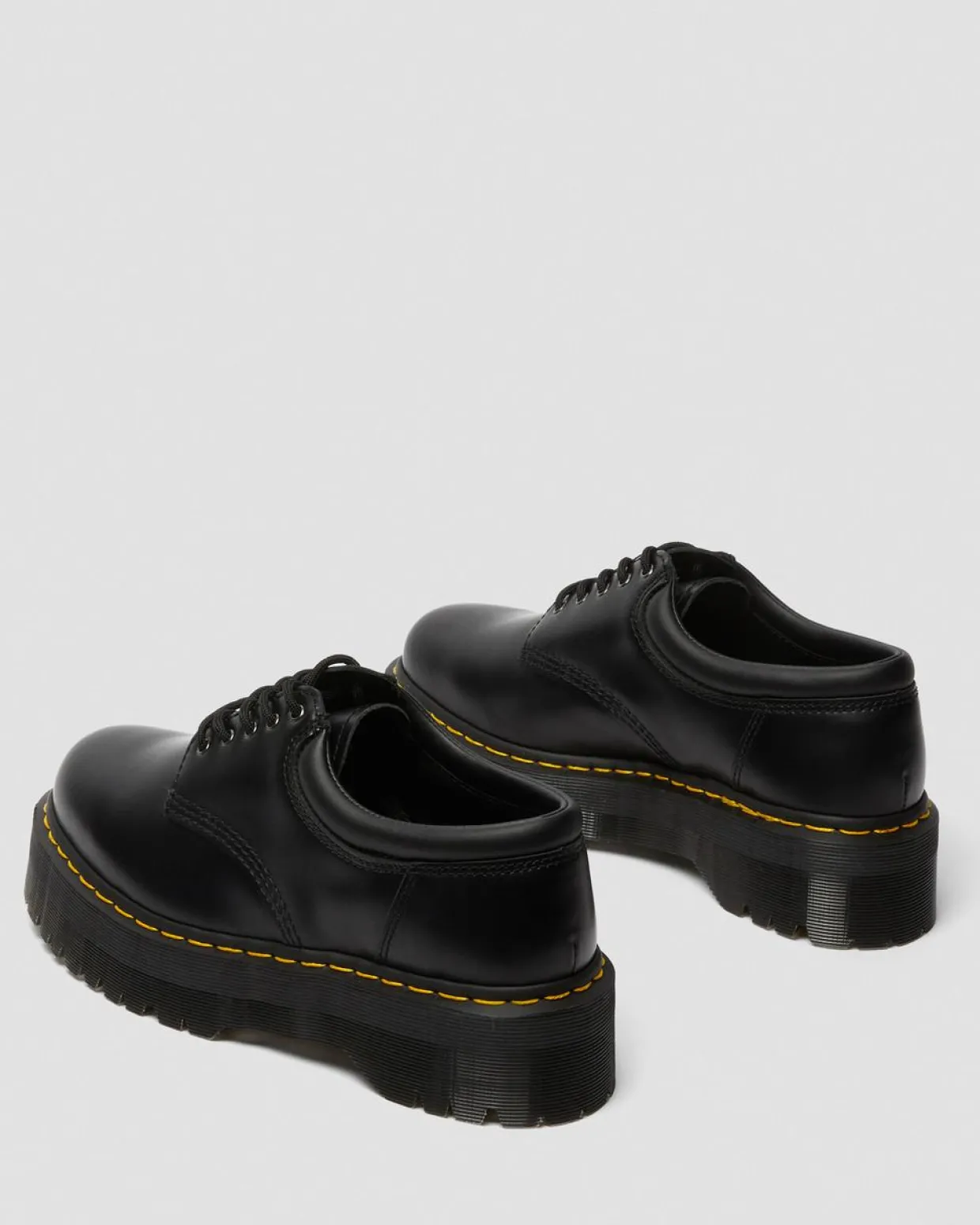 Dr. Martens Chaussures Plateformes Quad 8053 En Cuir Noir — Polished Smooth Best