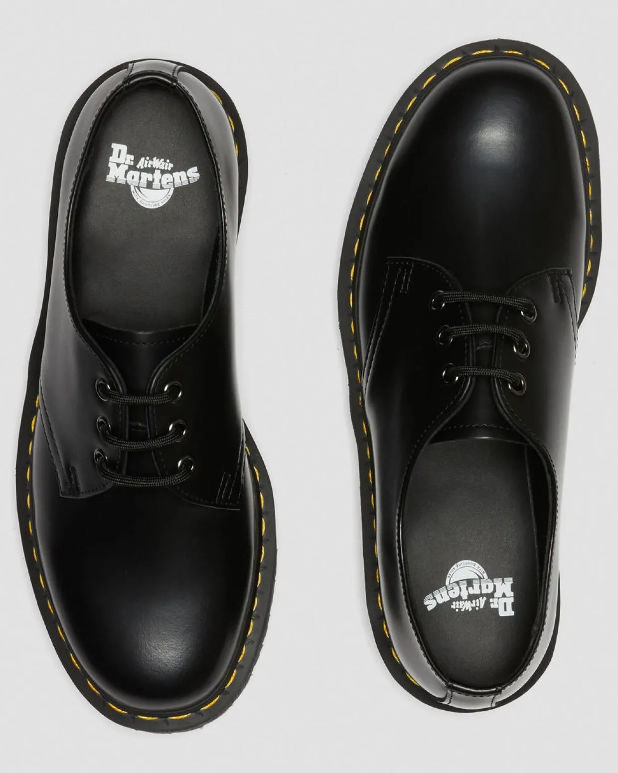 Dr. Martens Chaussures Plateformes Quad 1461 En Cuir Noir — Polished Smooth Clearance
