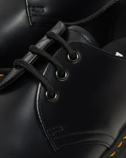 Dr. Martens Chaussures Plateformes Quad 1461 En Cuir Noir — Polished Smooth Clearance