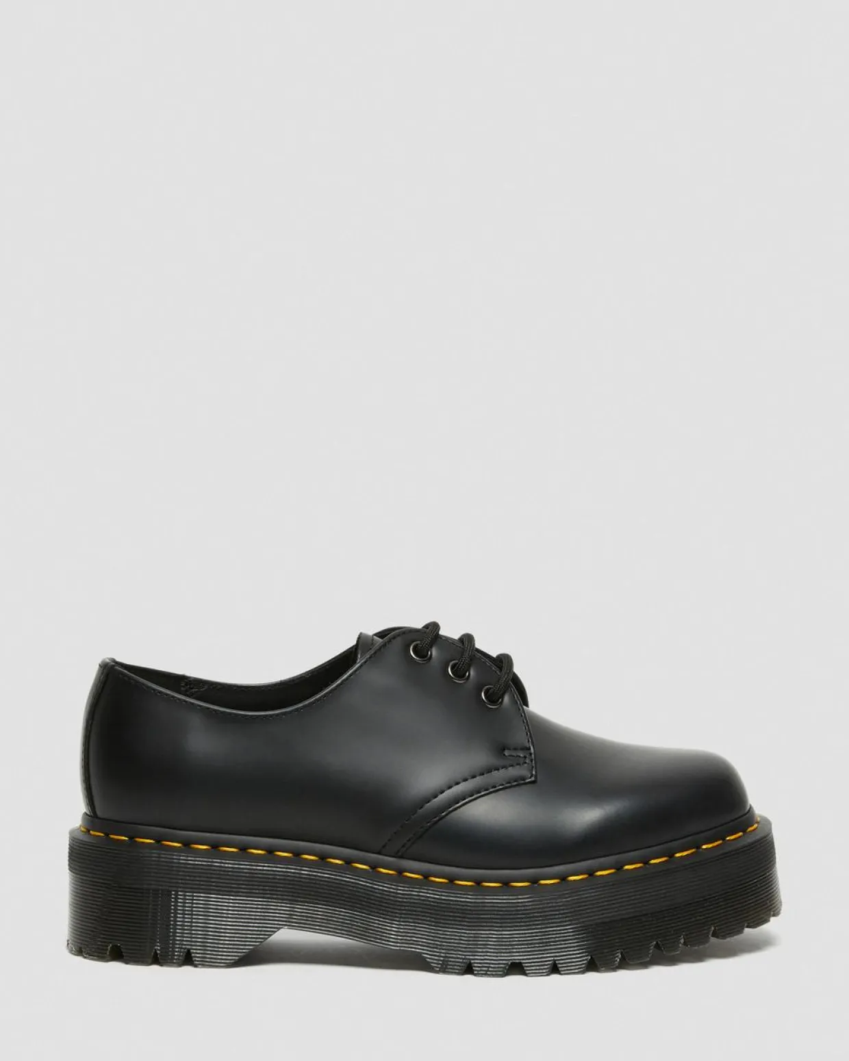 Dr. Martens Chaussures Plateformes Quad 1461 En Cuir Noir — Polished Smooth Clearance