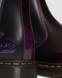Dr. Martens Chelsea Boots 2976 BT21 En Cuir Violet+Noir — Arcadia Cheap