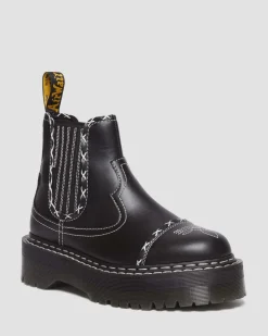 Dr. Martens Chelsea Boots 2976 Contrast Stitch En Cuir Noir — Wanama Clearance