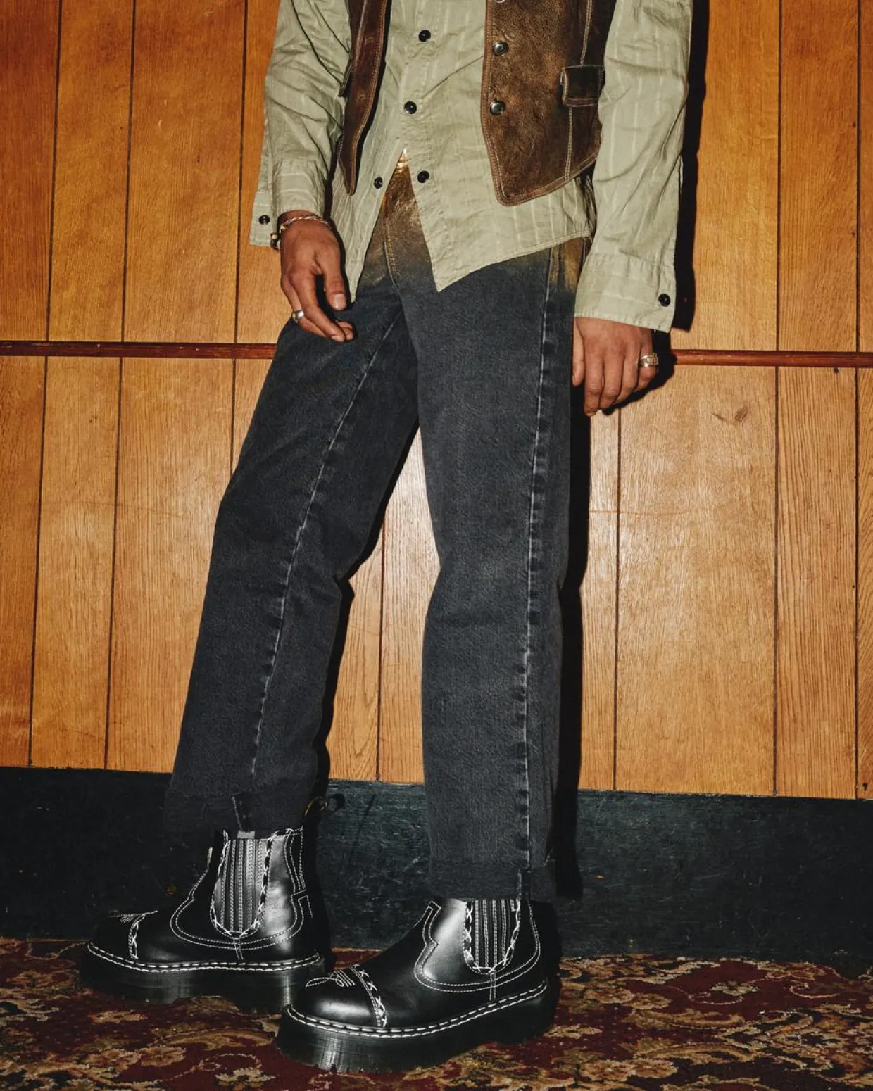Dr. Martens Chelsea Boots 2976 Contrast Stitch En Cuir Noir — Wanama Clearance