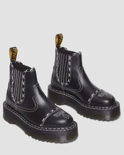 Dr. Martens Chelsea Boots 2976 Contrast Stitch En Cuir Noir — Wanama Clearance