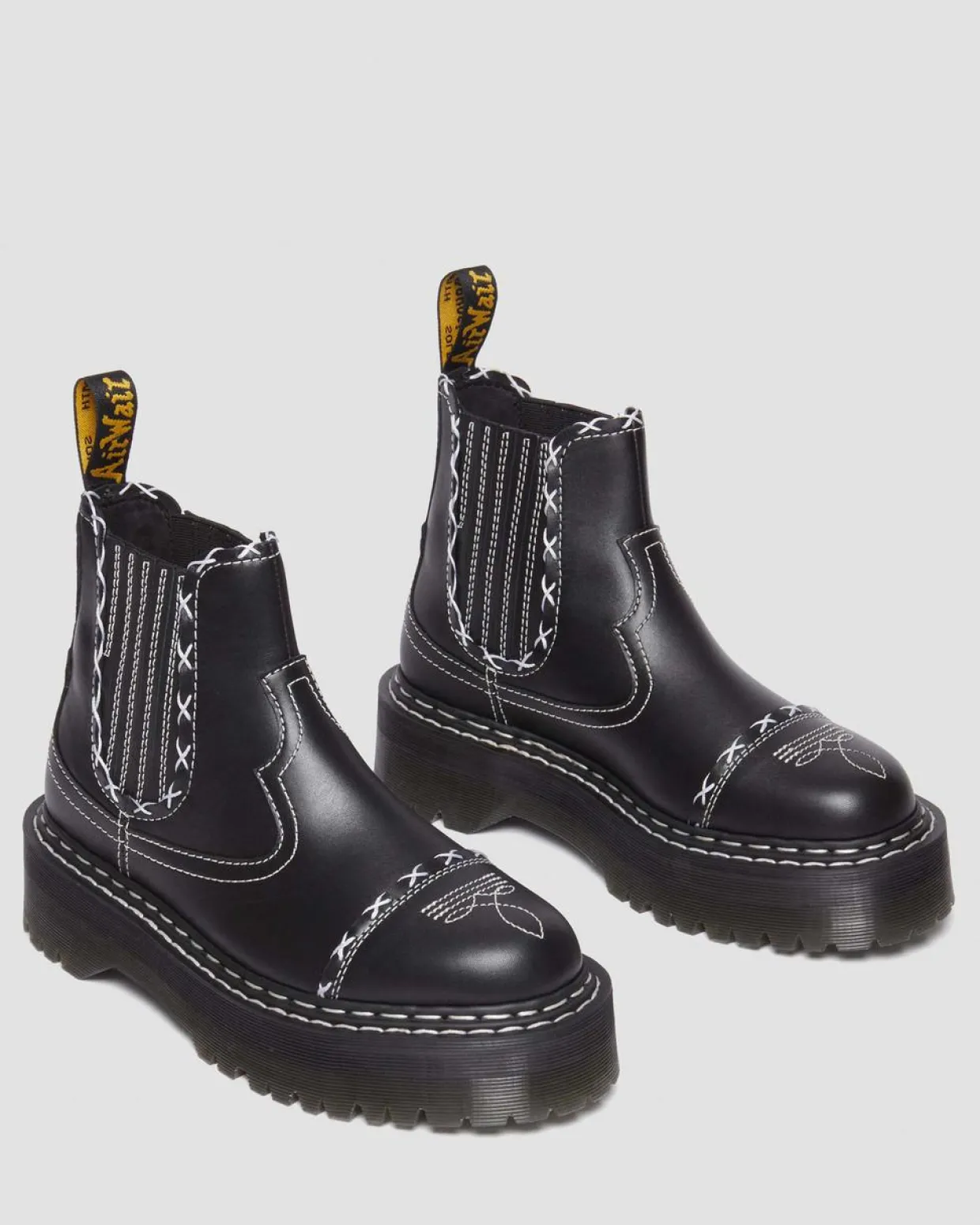 Dr. Martens Chelsea Boots 2976 Contrast Stitch En Cuir Noir — Wanama Clearance