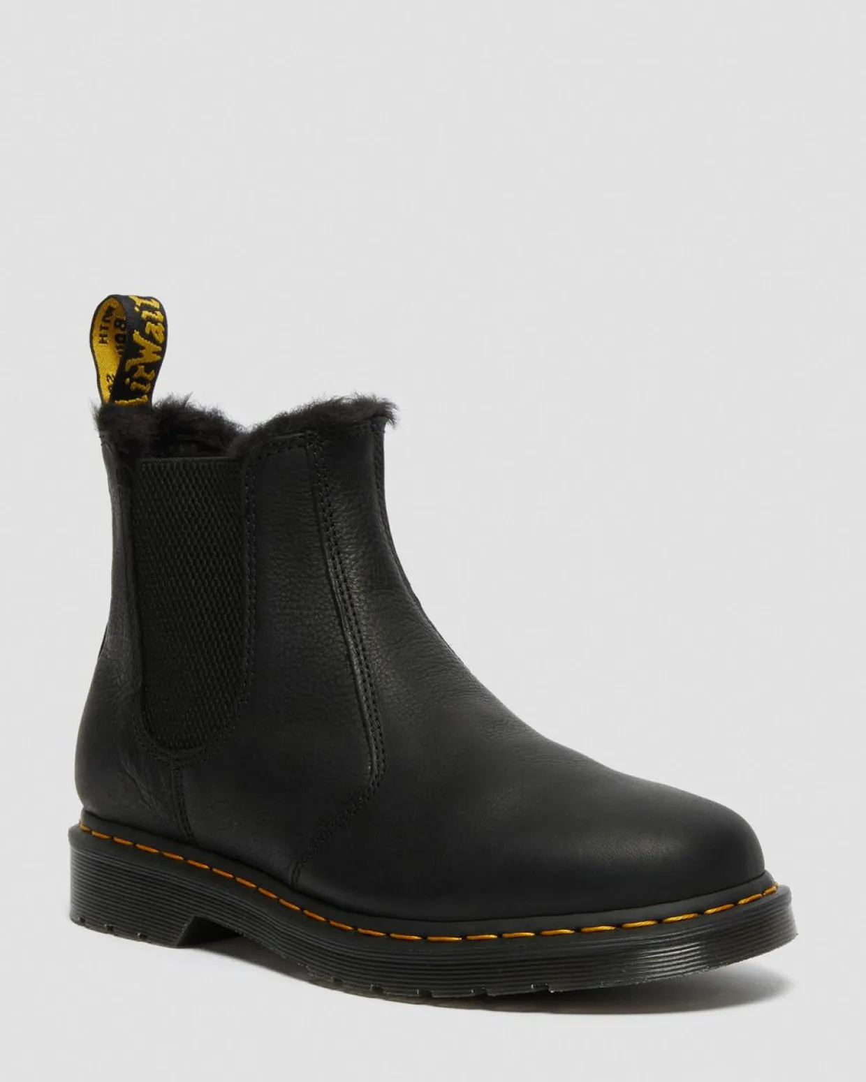 Dr. Martens Chelsea Boots 2976 En Cuir Doublees De Fourrure Synthetique Noir — Ambassador Store