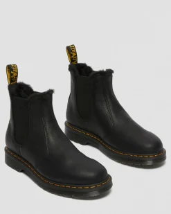 Dr. Martens Chelsea Boots 2976 En Cuir Doublees De Fourrure Synthetique Noir — Ambassador Store