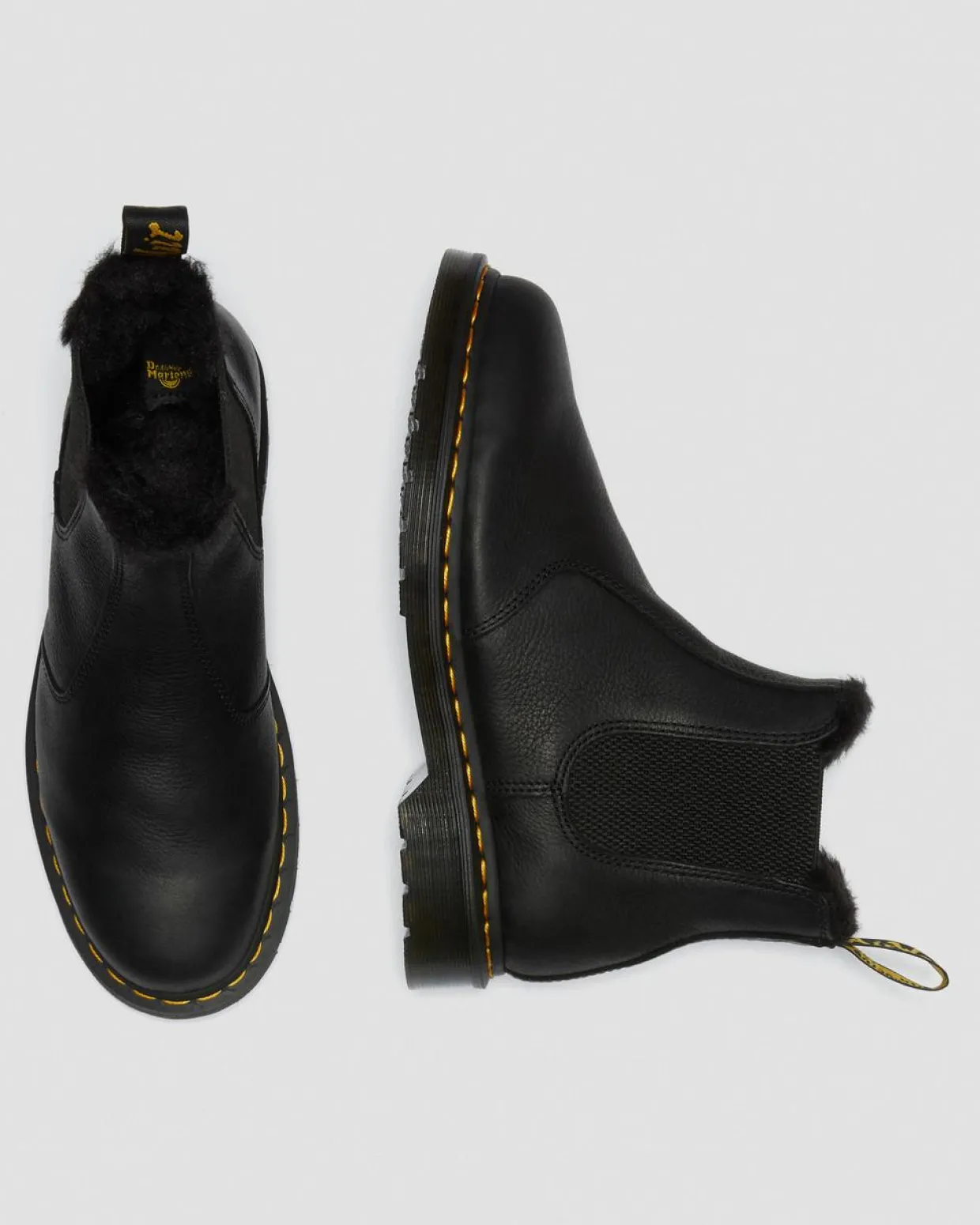 Dr. Martens Chelsea Boots 2976 En Cuir Doublees De Fourrure Synthetique Noir — Ambassador Store