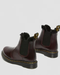 Dr. Martens Chelsea Boots 2976 Leonore Doublées De Fourrure Synthétique Rouge Oxblood — Atlas Best