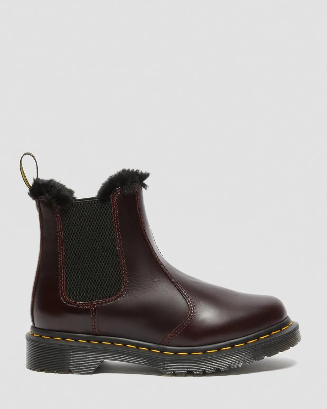 Dr. Martens Chelsea Boots 2976 Leonore Doublées De Fourrure Synthétique Rouge Oxblood — Atlas Best