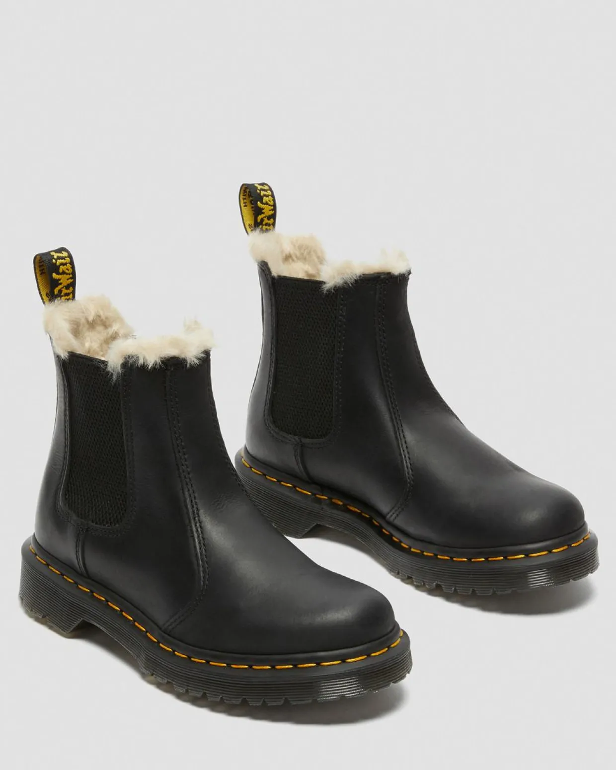 Dr. Martens Chelsea Boots 2976 Leonore Doublées De Fourrure Synthétique Noir — Burnished Wyoming Flash Sale