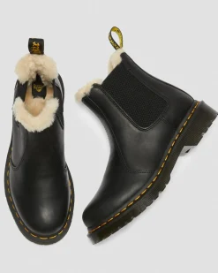 Dr. Martens Chelsea Boots 2976 Leonore Doublées De Fourrure Synthétique Noir — Burnished Wyoming Flash Sale