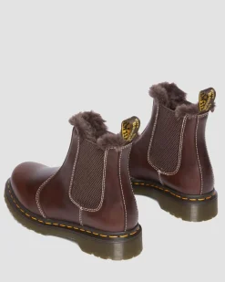 Dr. Martens Chelsea Boots 2976 Leonore En Cuir Et Fourrure Synthétique Dark Brown Flash Sale