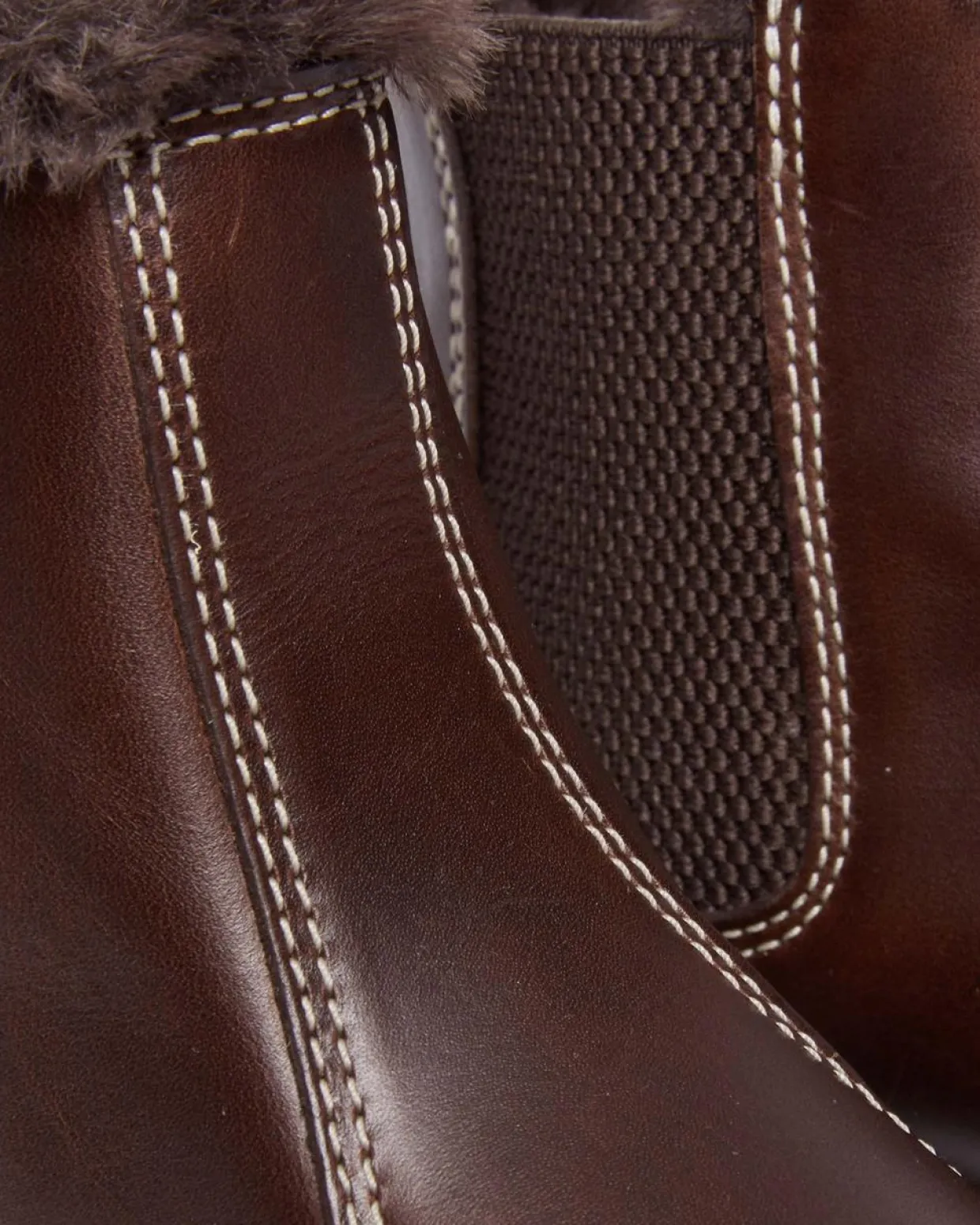 Dr. Martens Chelsea Boots 2976 Leonore En Cuir Et Fourrure Synthétique Dark Brown Flash Sale
