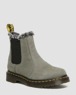 Dr. Martens Chelsea Boots 2976 Leonore En Cuir Nubuck Et Fourrure Synthétique NICKEL GREY — Milled Nubuck Wp Hot
