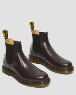 Dr. Martens Chelsea Boots 2976 Yellow Stitch En Cuir Smooth Bordeaux — Smooth Leather Flash Sale