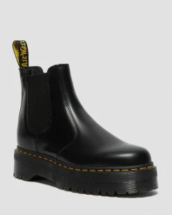 Dr. Martens Chelsea Boots Plateformes Quad 2976 En Cuir Smooth Noir — Polished Smooth Flash Sale