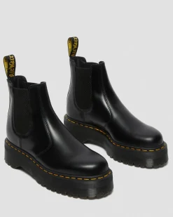 Dr. Martens Chelsea Boots Plateformes Quad 2976 En Cuir Smooth Noir — Polished Smooth Flash Sale