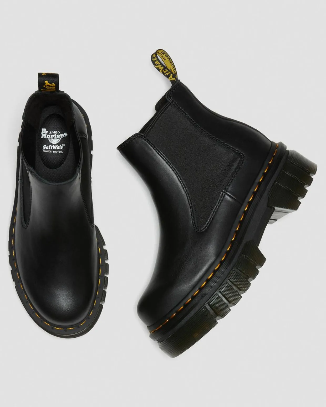 Dr. Martens Chelsea Boots Plateformes Audrick En Cuir Nappa Lux Noir — Nappa Lux Best