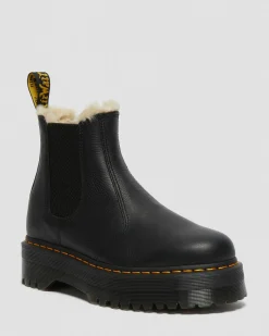 Dr. Martens Chelsea Boots Plateformes Quad 2976 Fourrées Noir — Pisa New