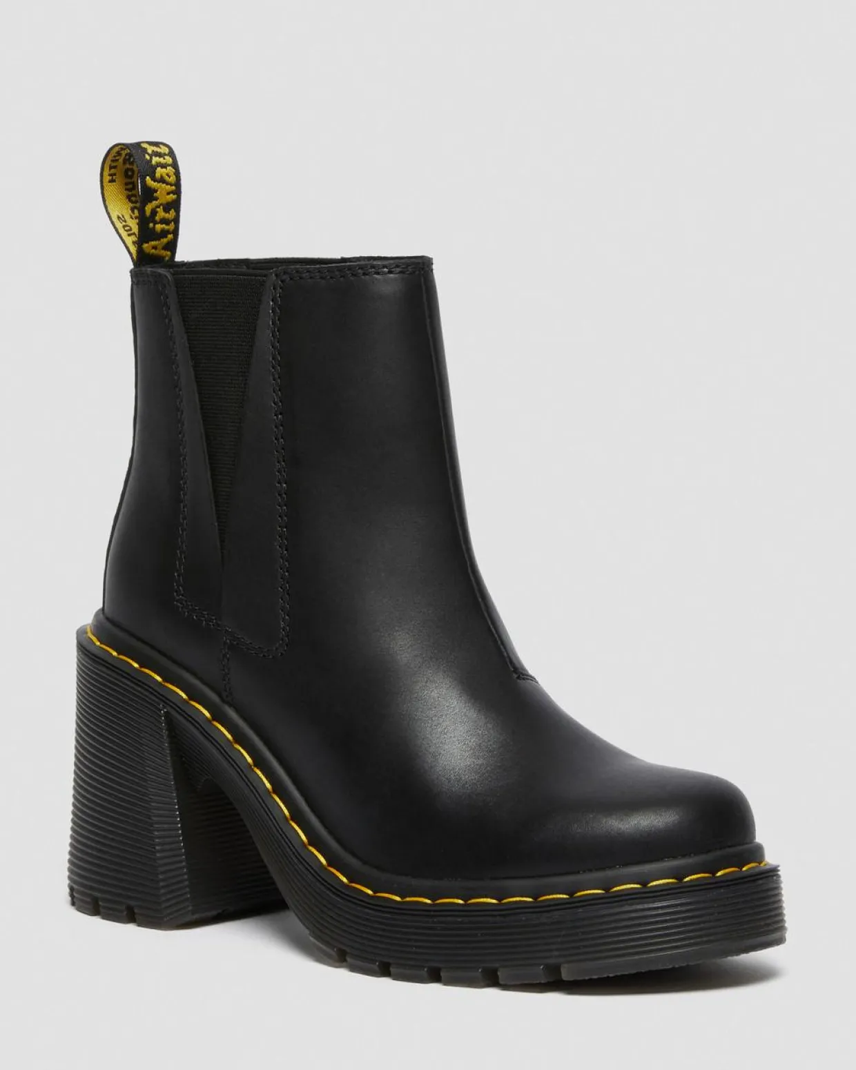 Dr. Martens Chelsea Boots Spence En Cuir à Talons Évasés Noir — Sendal Sale