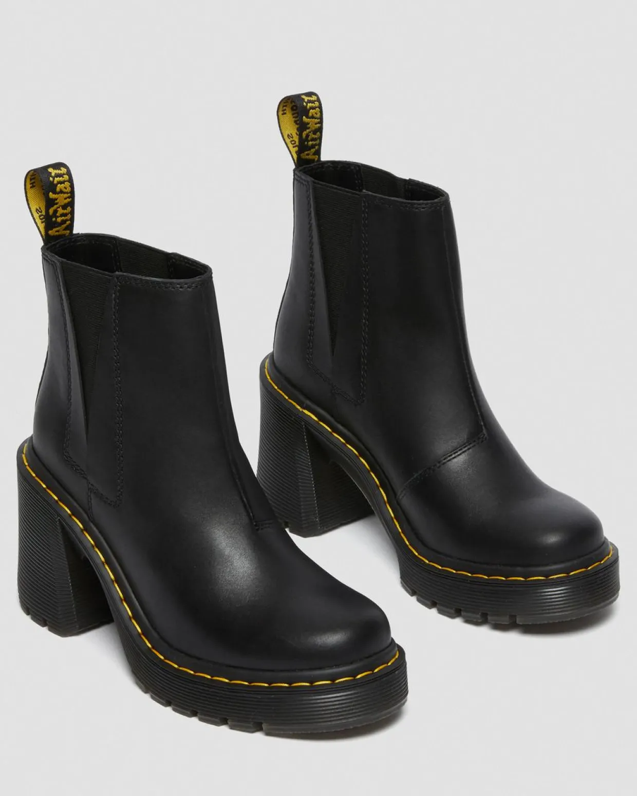 Dr. Martens Chelsea Boots Spence En Cuir à Talons Évasés Noir — Sendal Sale