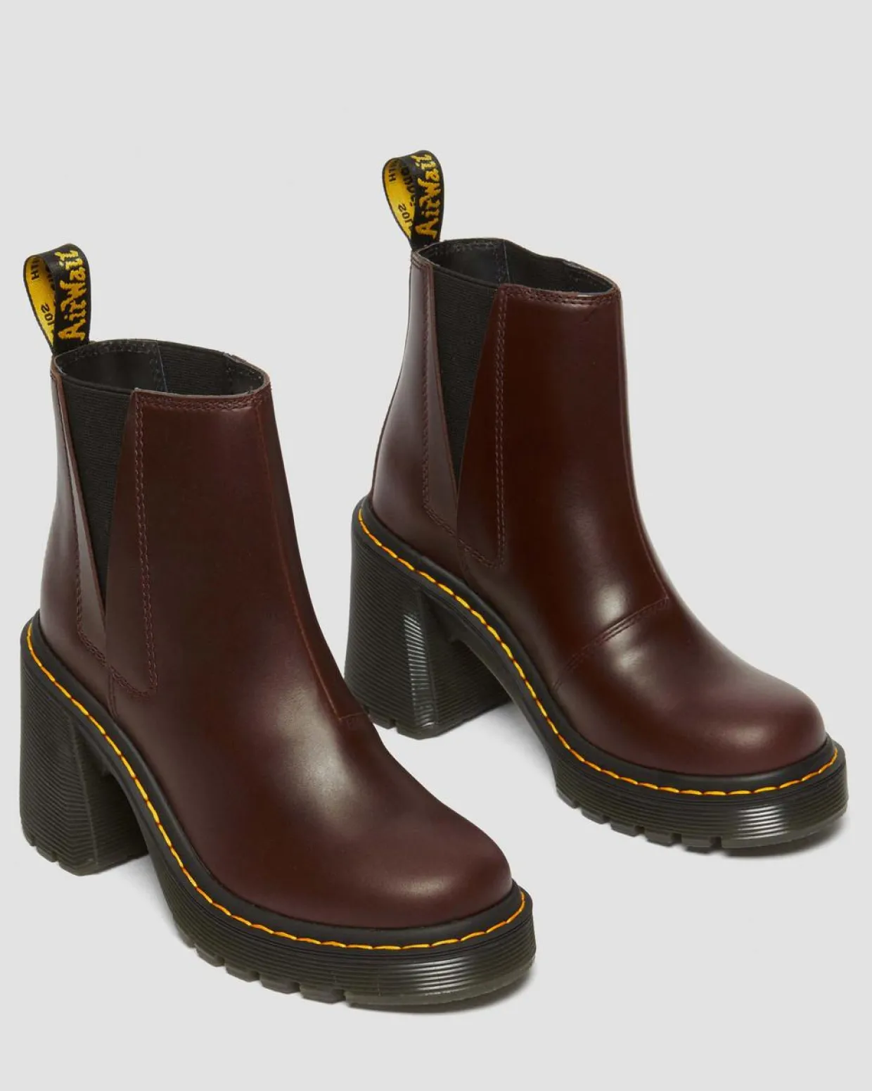 Dr. Martens Chelsea Boots Spence En Cuir à Talons évasés Dark Brown Cheap