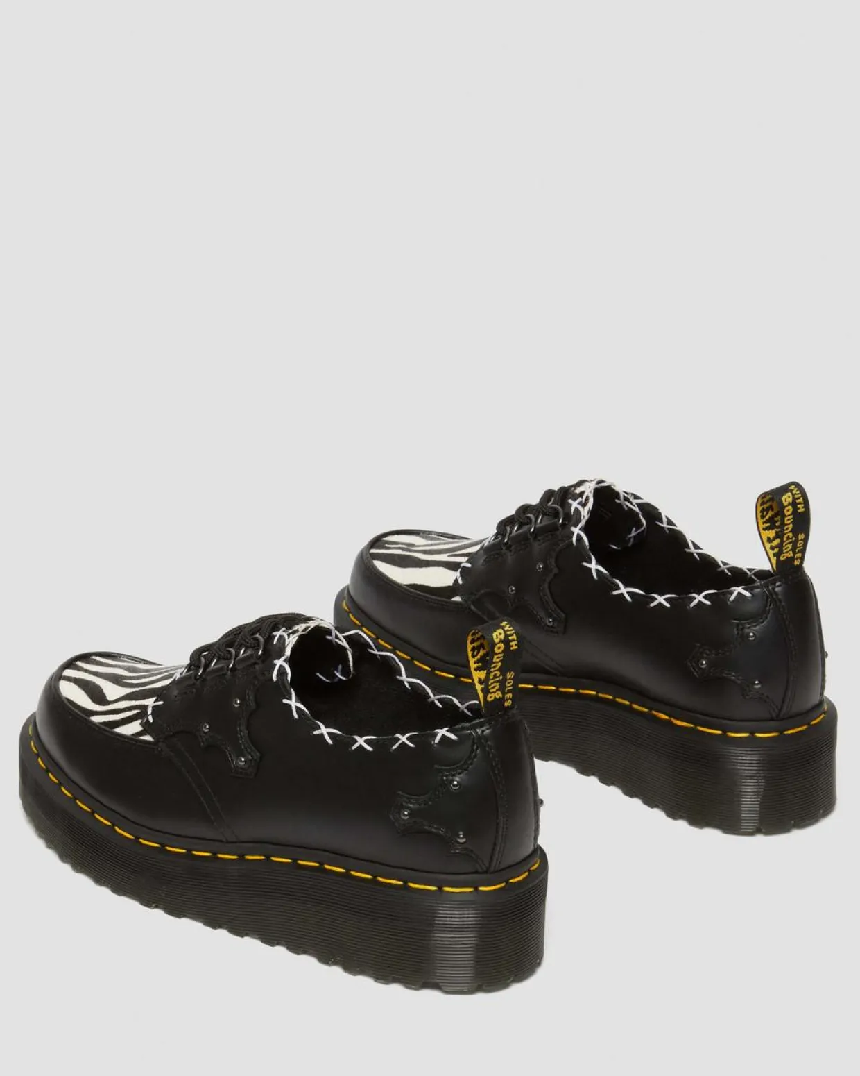 Dr. Martens Creepers Plateformes Ramsey En Cuir à Imprimé Zèbre Black+Zebra — Smooth+Hair On Cheap