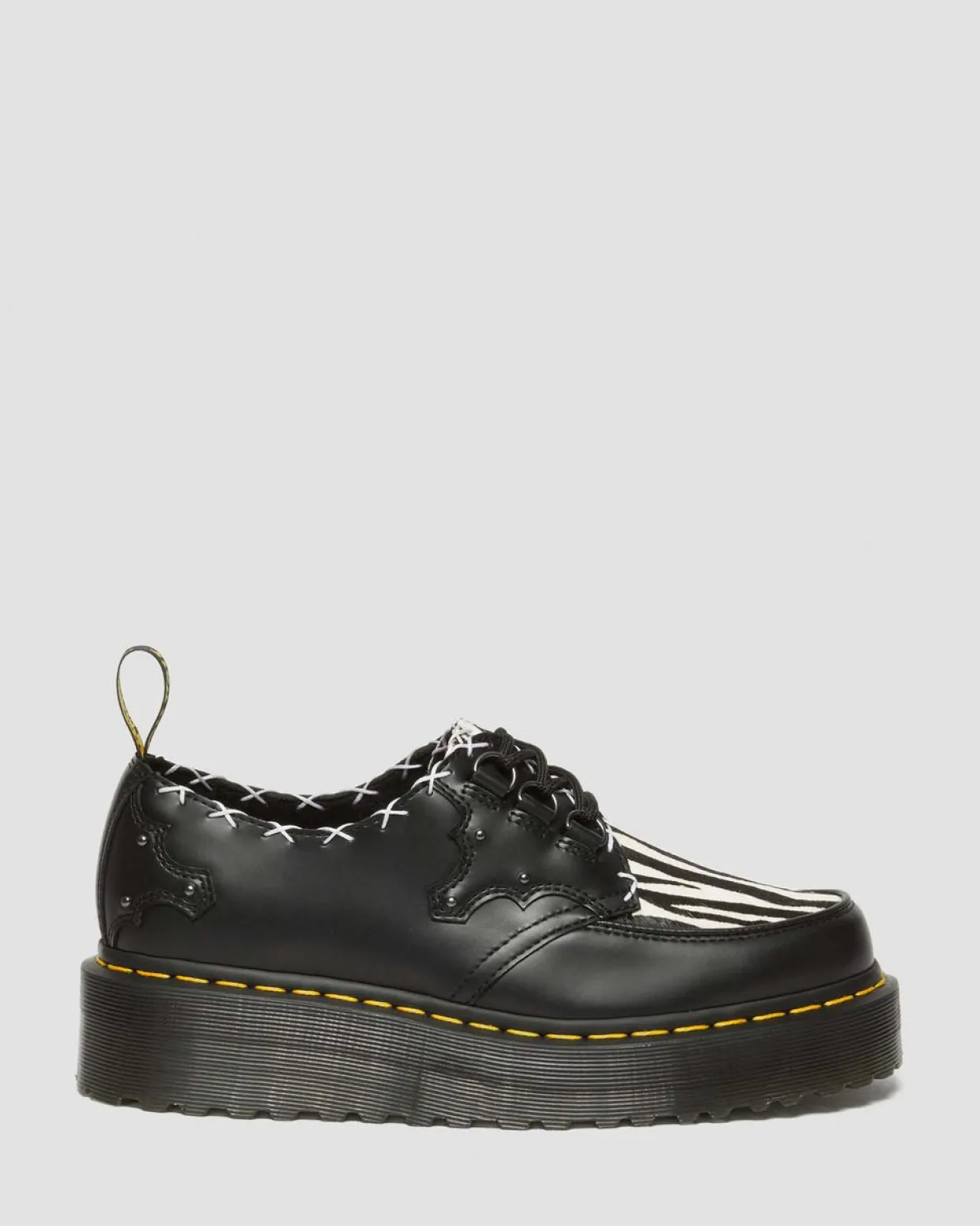 Dr. Martens Creepers Plateformes Ramsey En Cuir à Imprimé Zèbre Black+Zebra — Smooth+Hair On Cheap