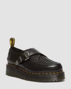 Dr. Martens Creepers Plateformes Ramsey En Cuir Smooth Tressé Noir — Smooth Leather Hot