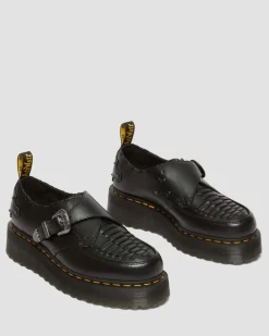 Dr. Martens Creepers Plateformes Ramsey En Cuir Smooth Tressé Noir — Smooth Leather Hot