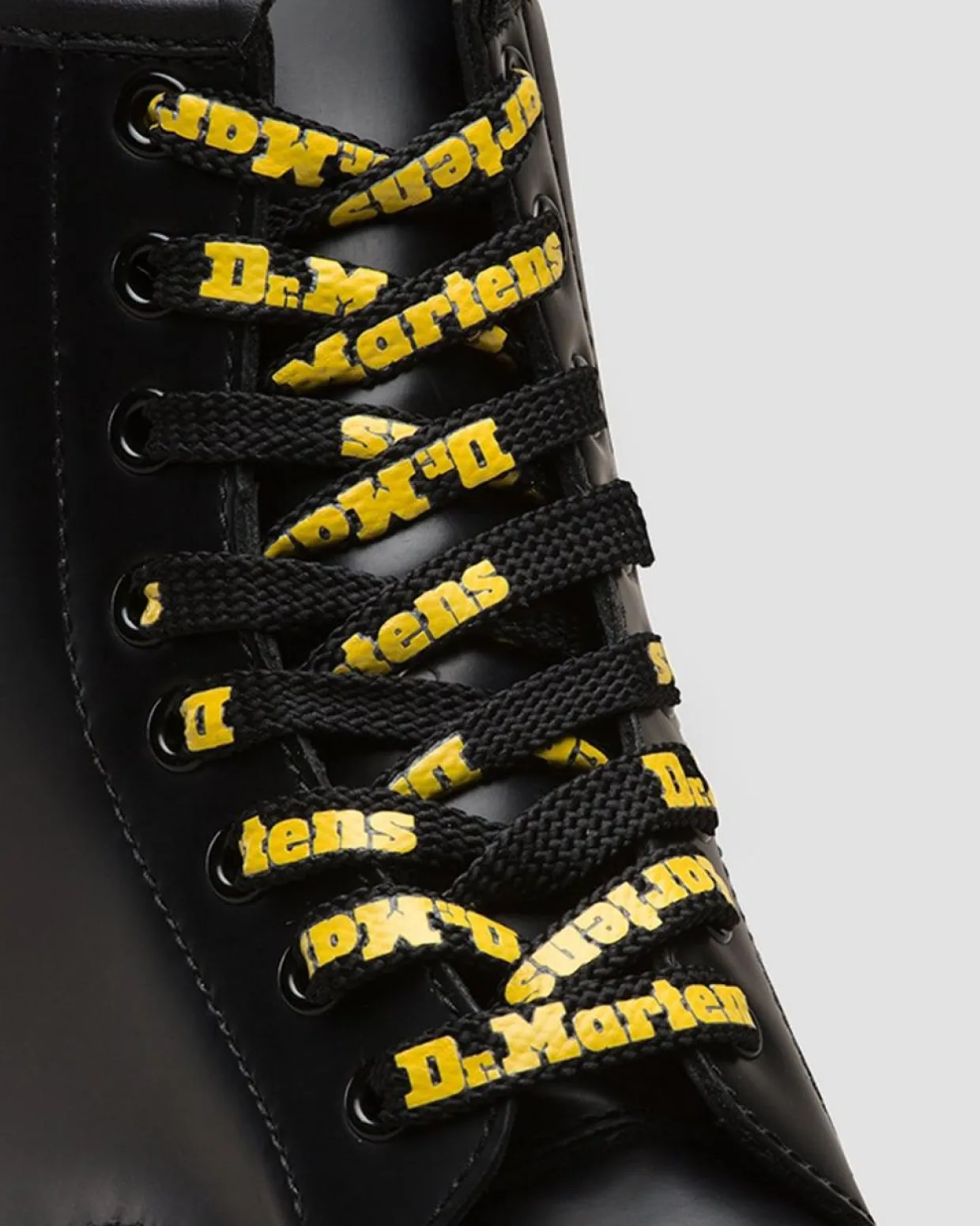 Dr. Martens Lacets Plats 140cm (8-10 œillets) Noir+Jaune — Tetoron Fashion
