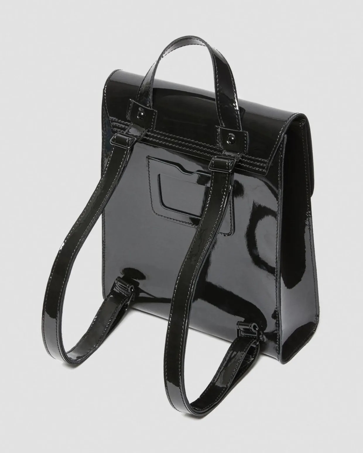 Dr. Martens Mini Sac à Dos En Cuir Verni Noir — Patent Leather Best Sale