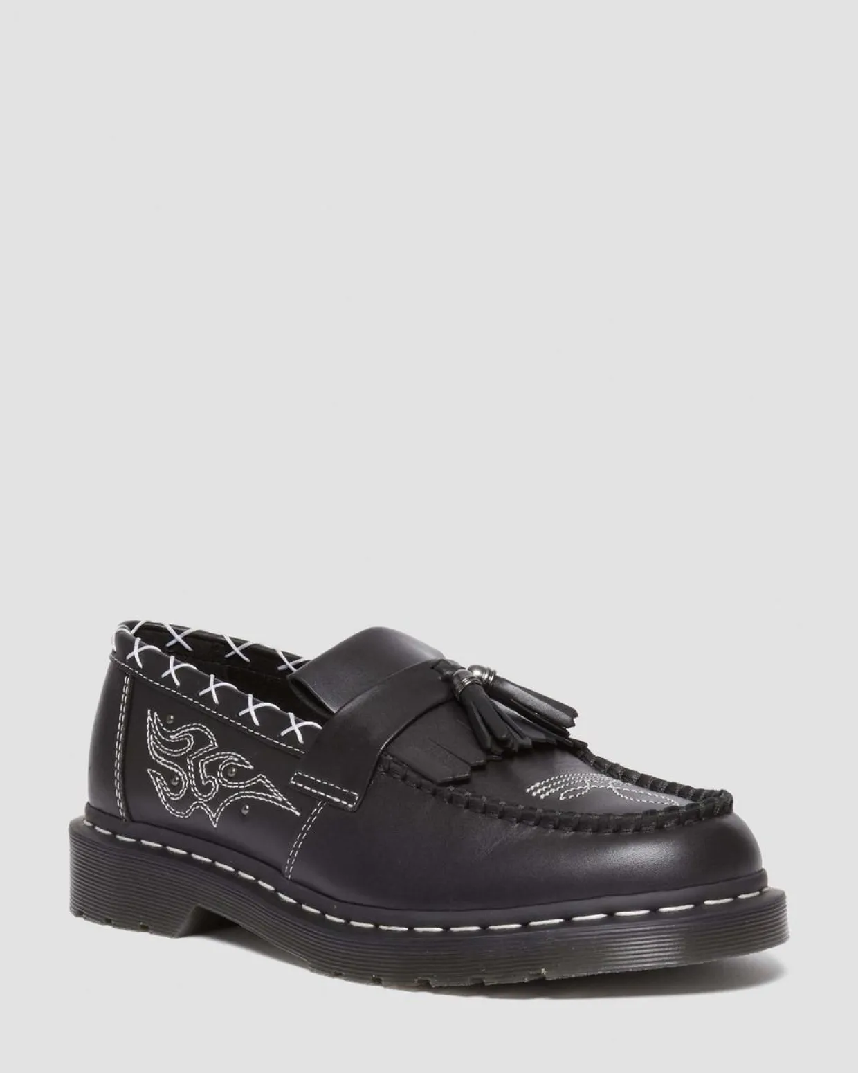 Dr. Martens Mocassins Adrian Contrast Stitch En Cuir à Pampilles Noir — Wanama Cheap