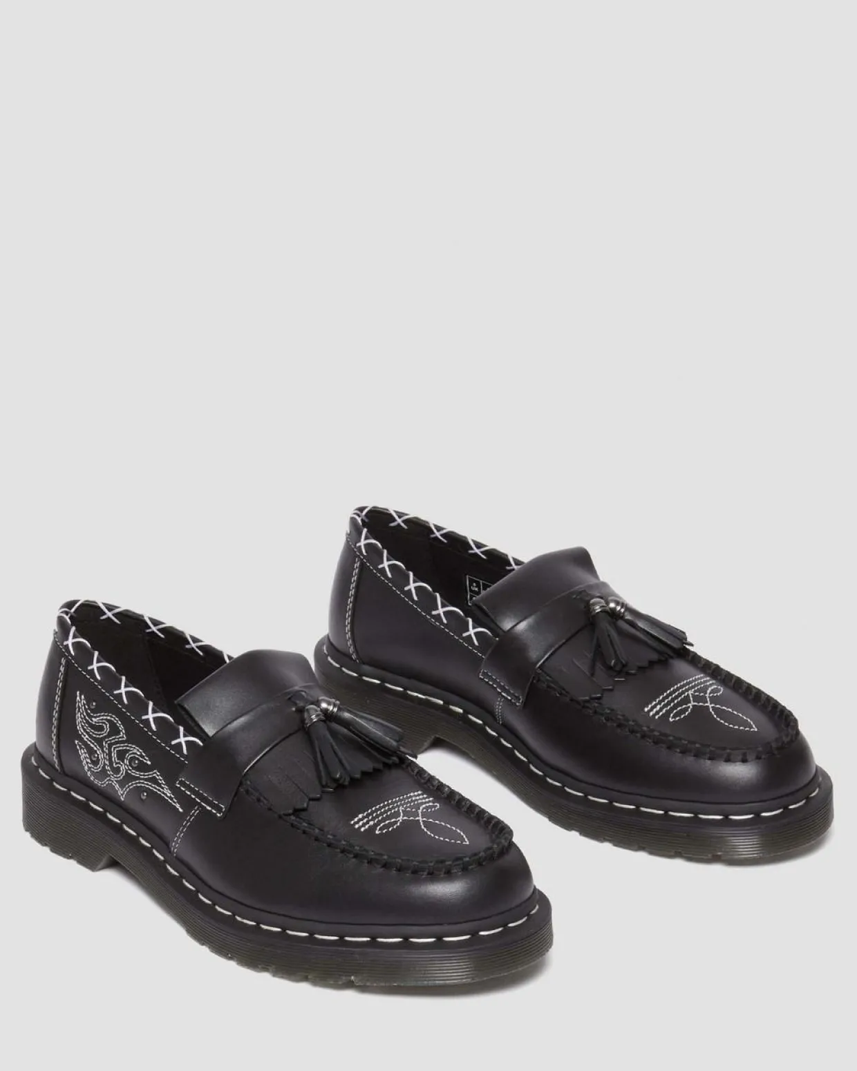 Dr. Martens Mocassins Adrian Contrast Stitch En Cuir à Pampilles Noir — Wanama Cheap