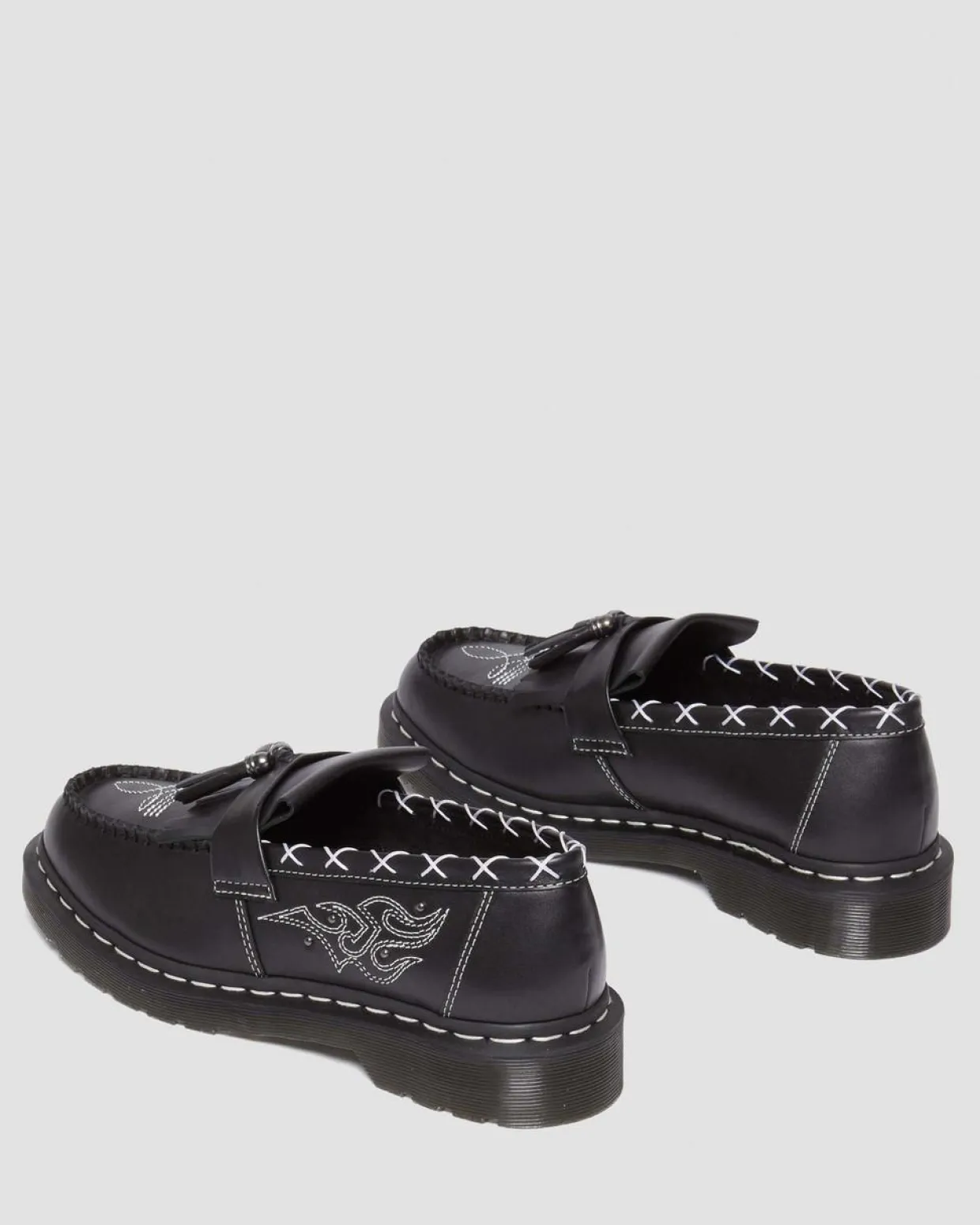 Dr. Martens Mocassins Adrian Contrast Stitch En Cuir à Pampilles Noir — Wanama Cheap