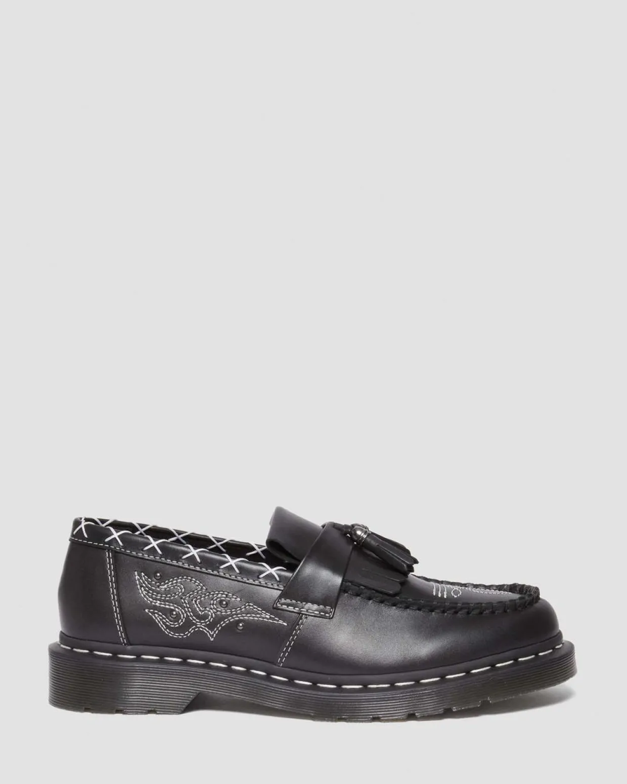 Dr. Martens Mocassins Adrian Contrast Stitch En Cuir à Pampilles Noir — Wanama Cheap