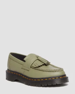 Dr. Martens Mocassins Adrian En Cuir Virginia à Pampilles Muted Olive — Virginia New