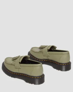 Dr. Martens Mocassins Adrian En Cuir Virginia à Pampilles Muted Olive — Virginia New