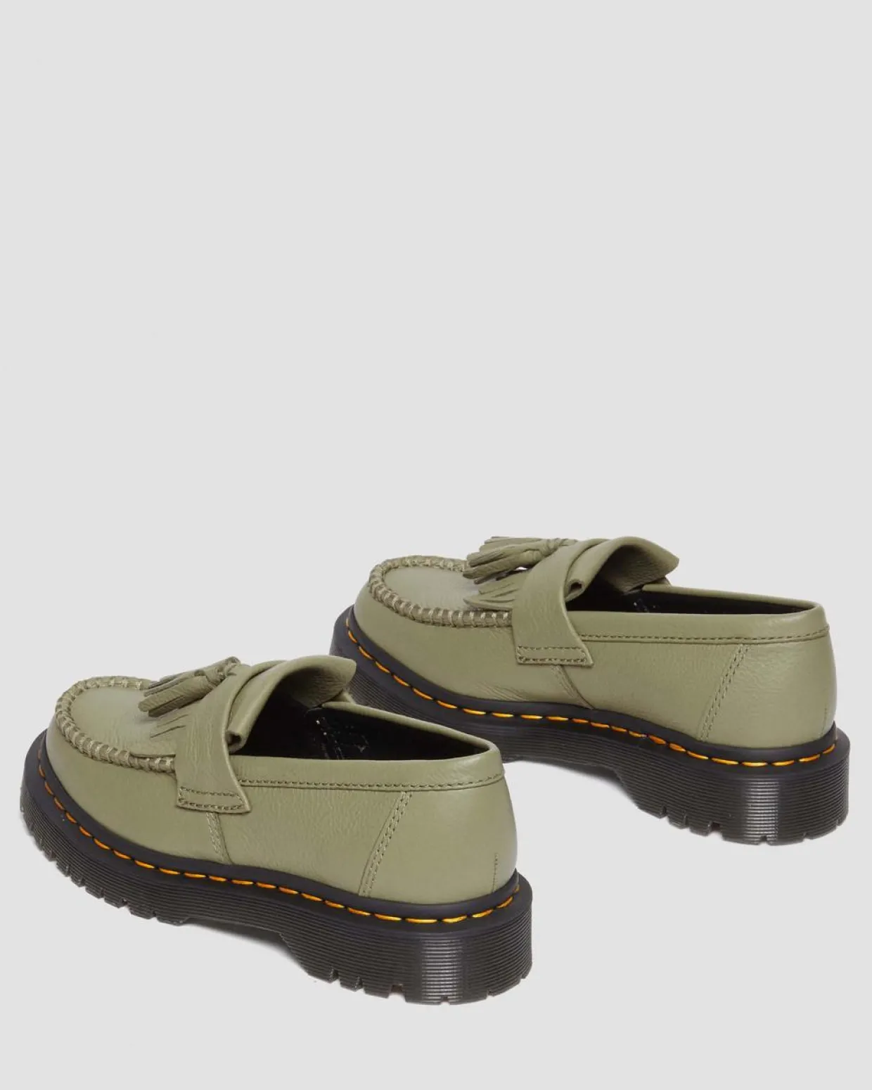 Dr. Martens Mocassins Adrian En Cuir Virginia à Pampilles Muted Olive — Virginia New