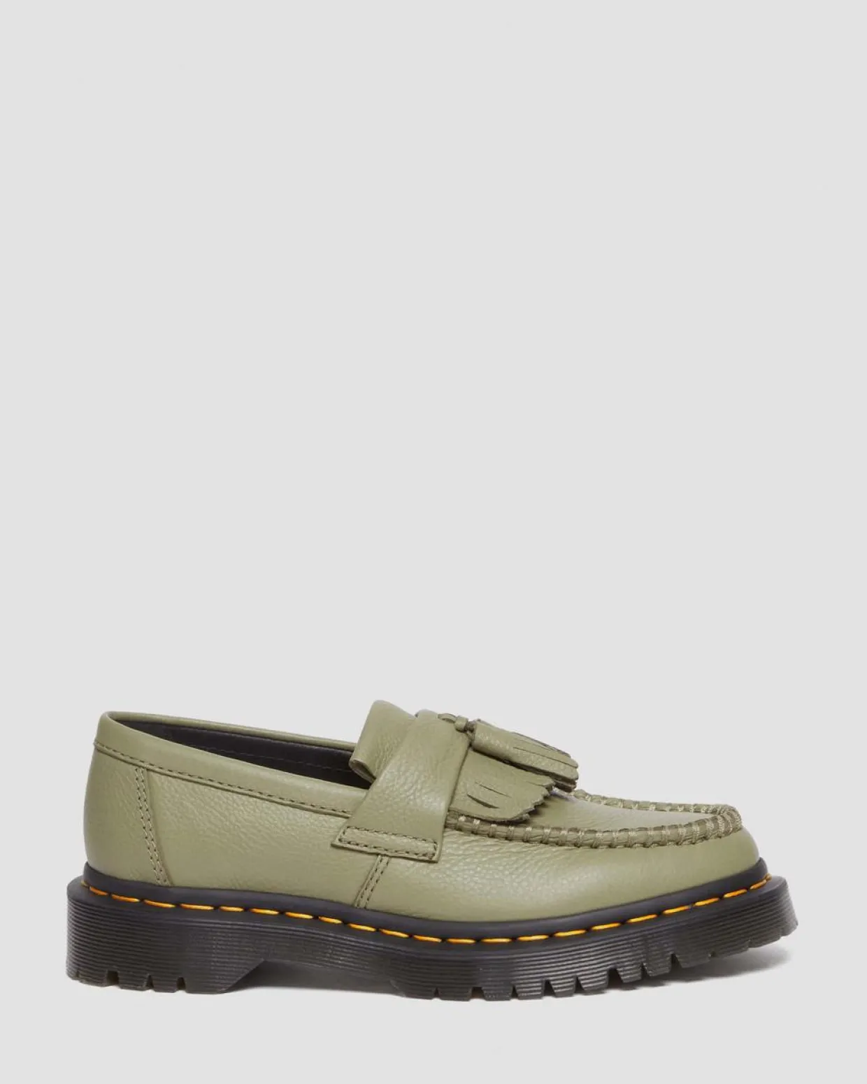 Dr. Martens Mocassins Adrian En Cuir Virginia à Pampilles Muted Olive — Virginia New