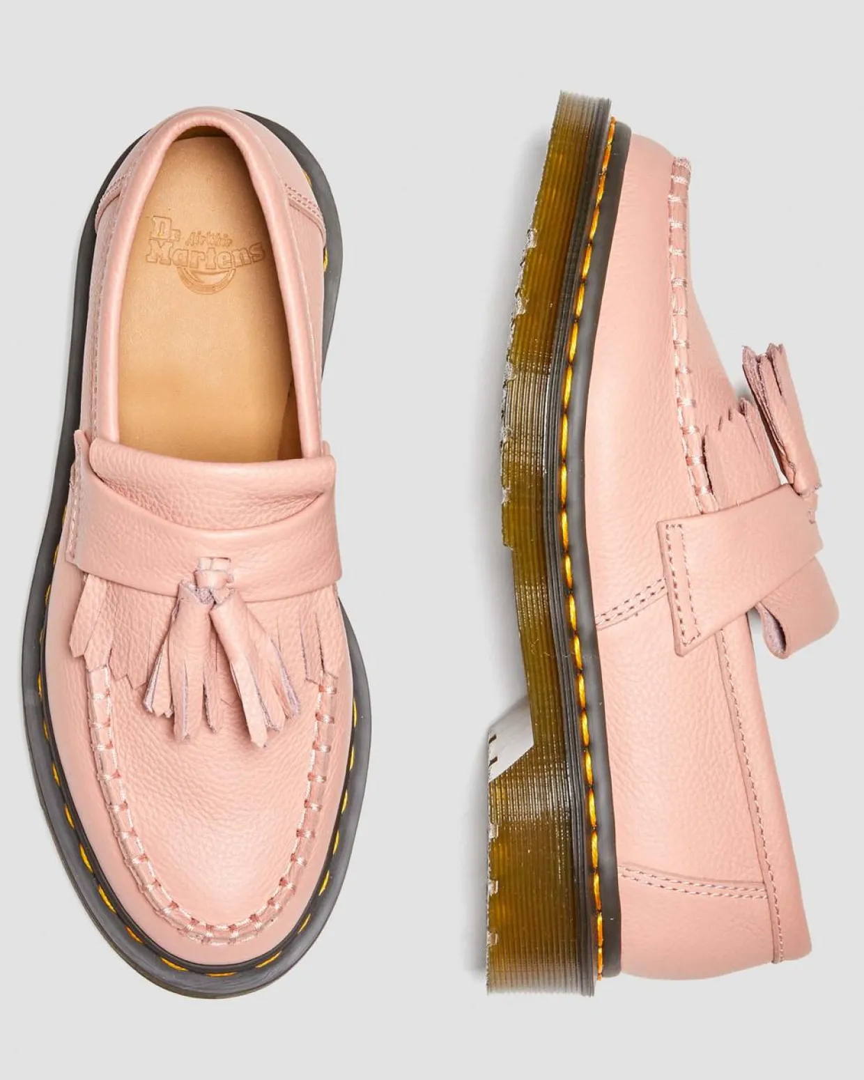 Dr. Martens Mocassins Adrian En Cuir Virginia à Pampilles Peach Beige — Virginia Shop