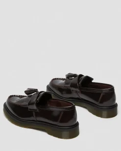Dr. Martens Mocassins Adrian En Cuir Arcadia à Pampilles Rouge Cherry Red — Arcadia Clearance