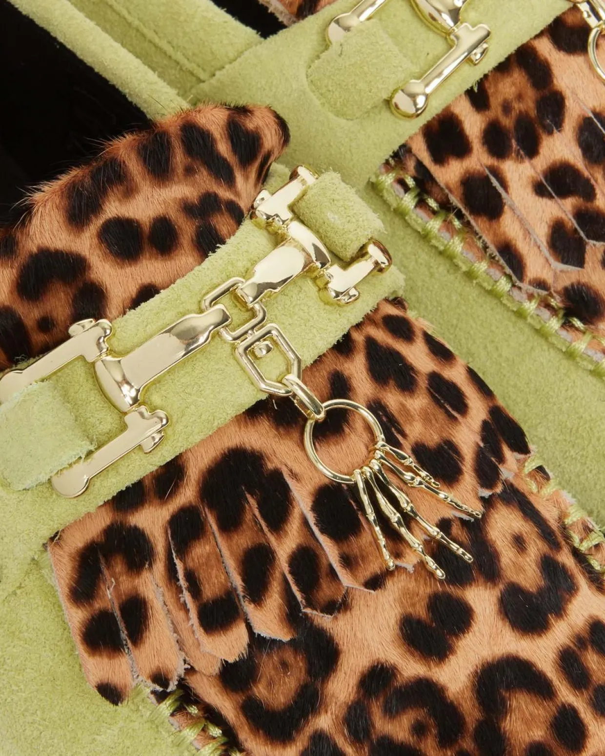 Dr. Martens Mocassins Adrian Snaffle En Daim Et En Hair-On Léopard Lime Green + Leopard — Hair On+Desert Oasis Suede Discount
