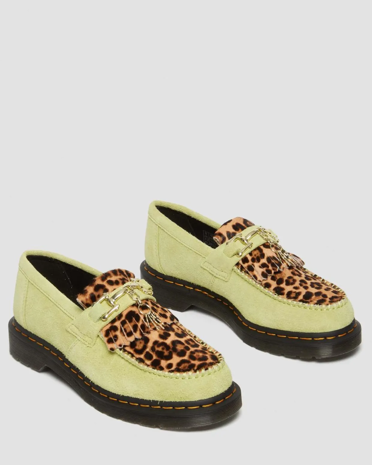 Dr. Martens Mocassins Adrian Snaffle En Daim Et En Hair-On Léopard Lime Green + Leopard — Hair On+Desert Oasis Suede Discount