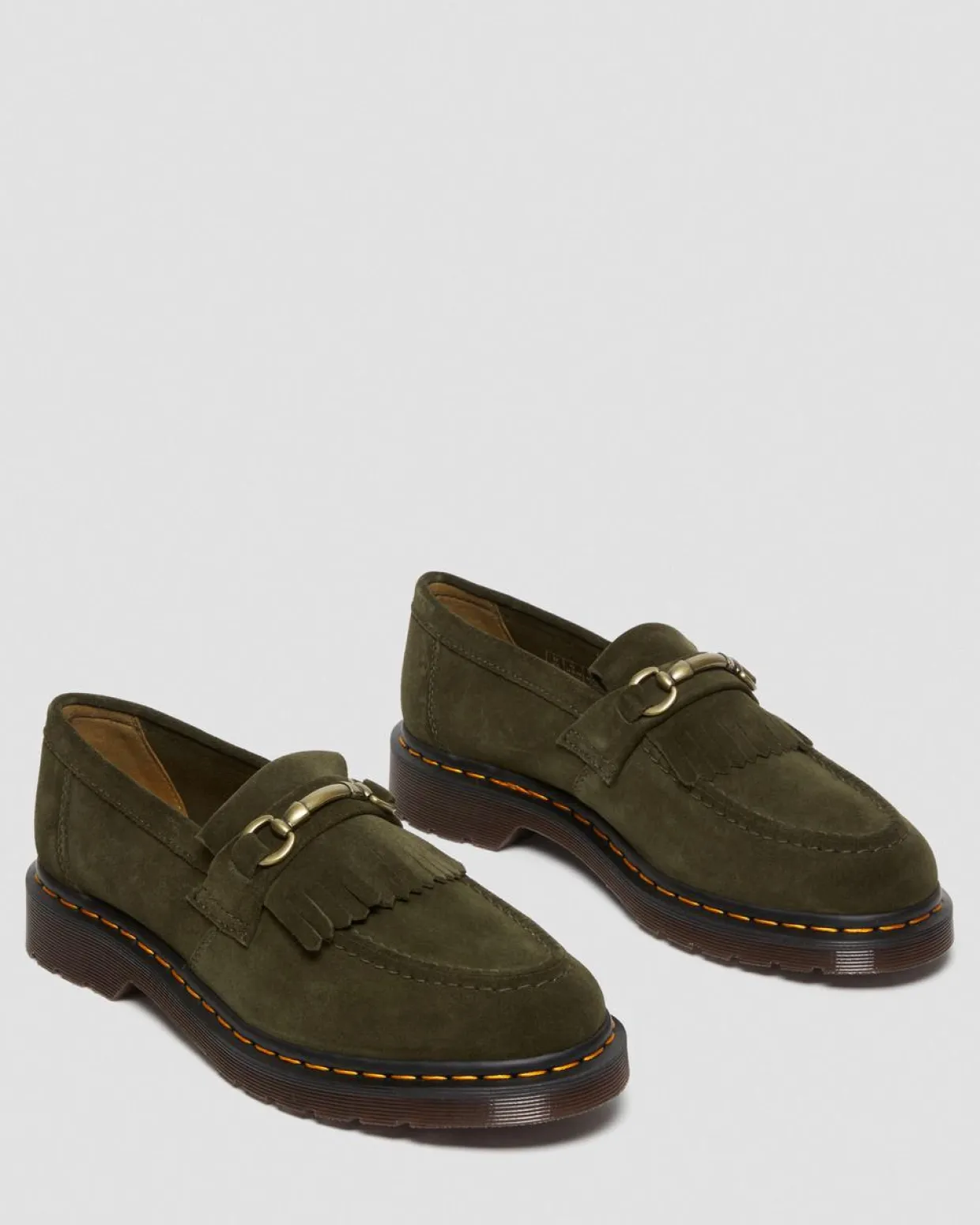 Dr. Martens Mocassins Adrian Snaffle En Daim Olive — Repello Calf Suede Fashion