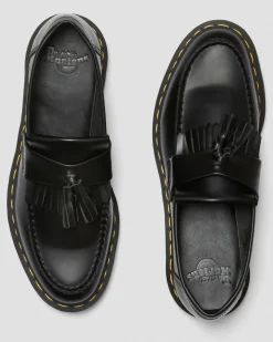 Dr. Martens Mocassins Adrian Yellow Stitch En Cuir Smooth à Pampilles Noir — Smooth Leather Flash Sale
