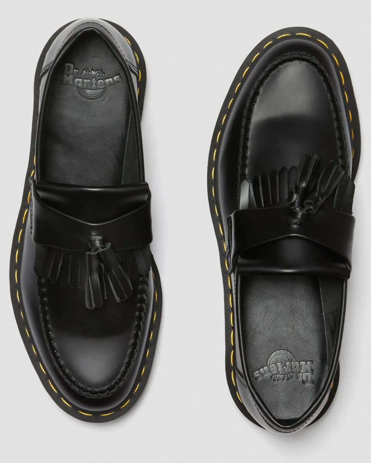 Dr. Martens Mocassins Adrian Yellow Stitch En Cuir Smooth à Pampilles Noir — Smooth Leather Flash Sale