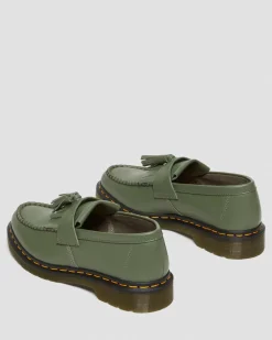 Dr. Martens Mocassins Adrian Yellow Stitch En Cuir Smooth à Pampilles Kaki Vert — Smooth Leather New