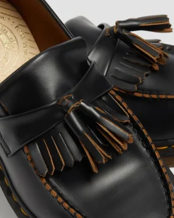 Dr. Martens Mocassins Made In England Vintage En Cuir Quilon à Pampilles Noir — Quilon Store